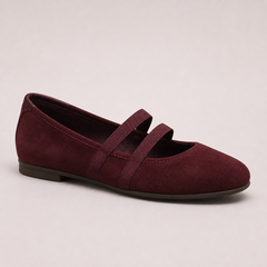 Elara ballet flat in burgundy, side view