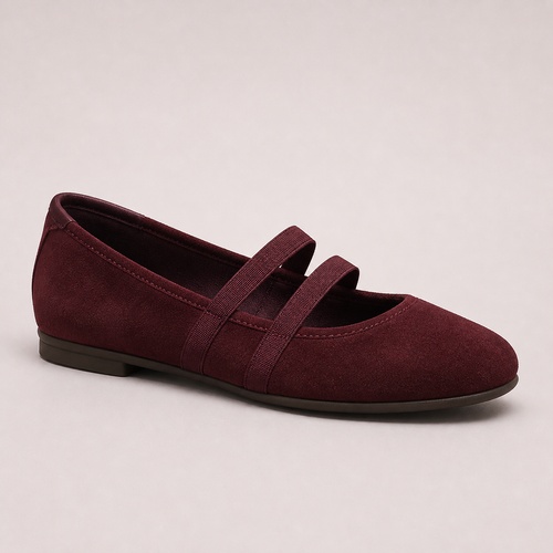 Elara ballet flat in burgundy, side view