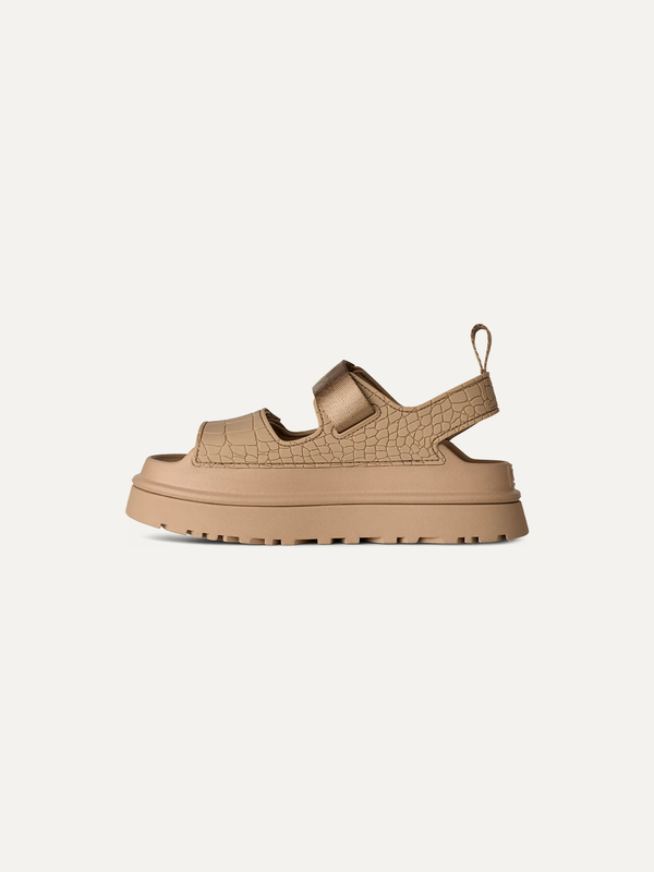 GoldenGlow Croc Embossed Women's Sandals – Mustard Seed 3.5 | Lastorai